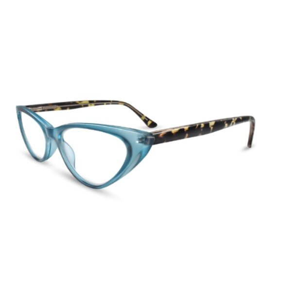 EUC Turquoise Blue Funky Cat Eye Reading Glasses for Women - Picture 2 of 3